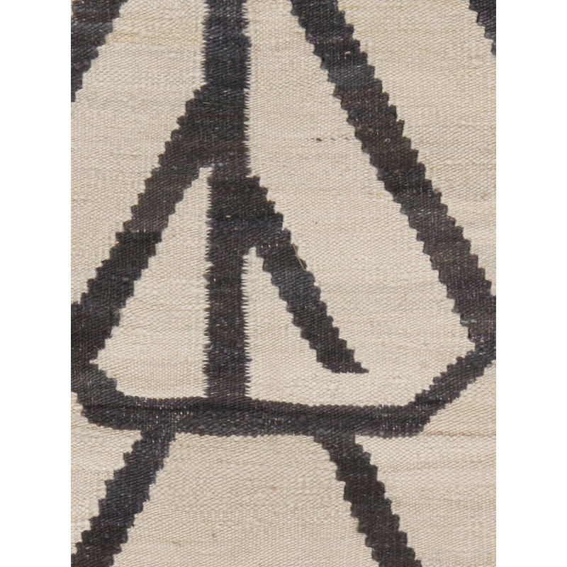 Flatweave Wool Geometric Area Rug in Beige