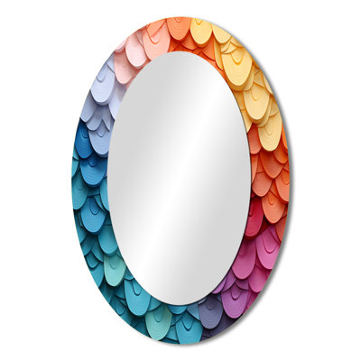Opt Art Harmonious Spectrum II - Multi-Color Oval Wall Mirror Decor