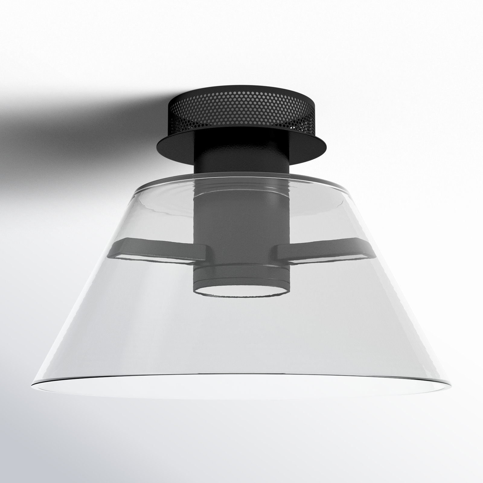 Hales 14" Single Light Semi Flush Mount, Matte Black