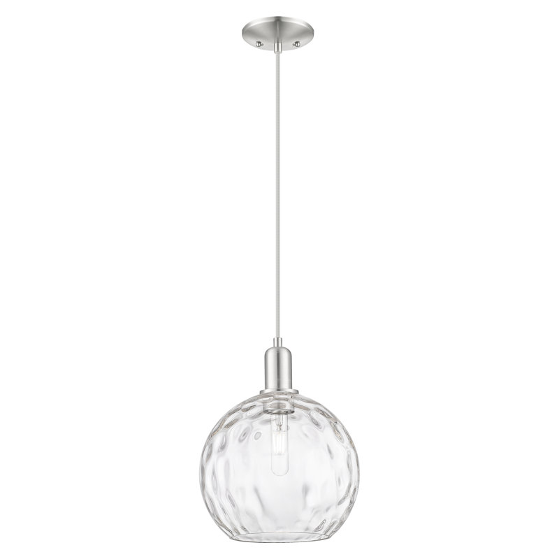 Mini-luminaire suspendu 1 lumière Arcadia, Nickel satiné brossé, H 8,75 po x l 10 po x P 10 po
