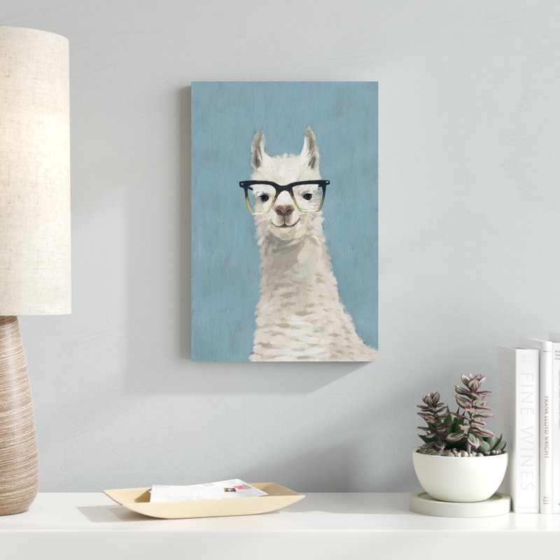 «Llama Specs II», peinture sur toile, H 18 po x l 12 po, Toile tendue
