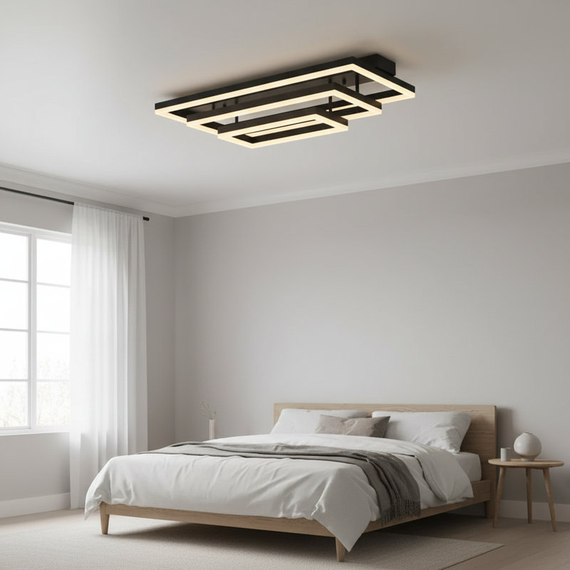 Plafonnier encastré à DEL rectangulaire en aluminium 31,9 pouces, H 7,3 po x l 31,9 po x P 15,7, 70W