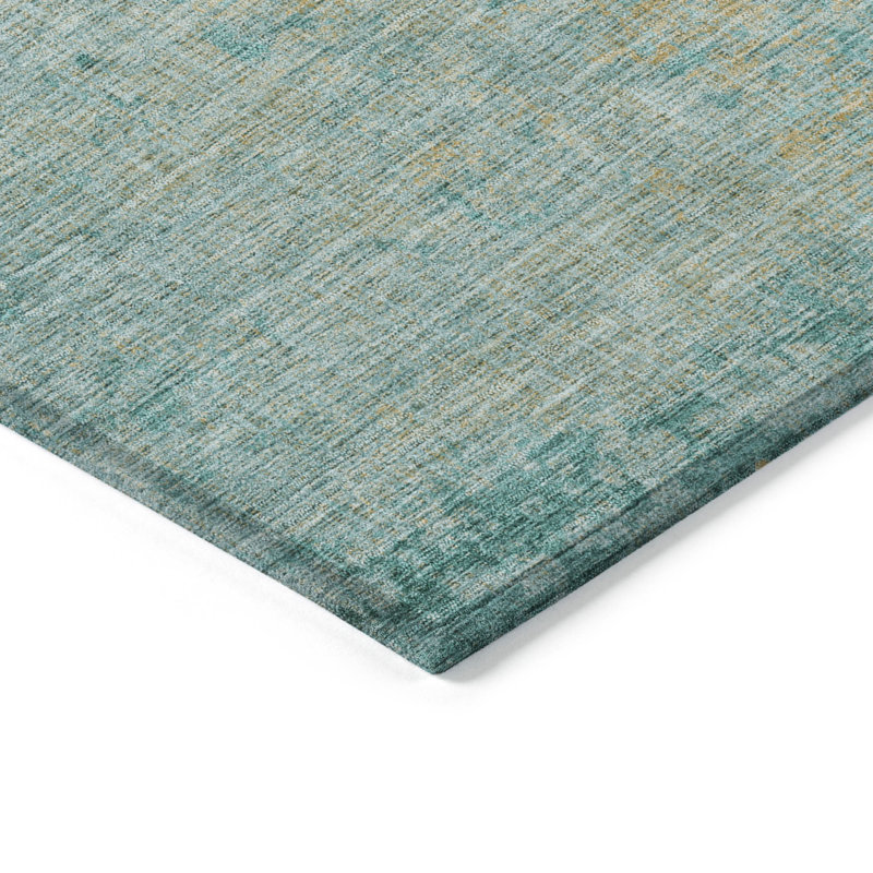 Machine Washable Indoor/Outdoor Xhevrie Teal Rug, Runner 2'3" x 7'6"