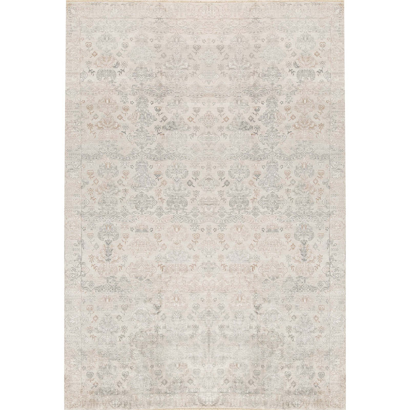 Windsom Oriental Area Rug in Beige, Rectangle 6' x 9'