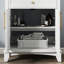 Meuble-lavabo moderne de 70,6 cm (27,8 po) avec finition peinte, style milieu du siècle, en bois massif blanc, avec tiroirs et rangements, lavabo intégré, lavabo résistant aux chocs, meuble-lavabo autoportant facile à installer, résistant à l'usure et facile à monter.