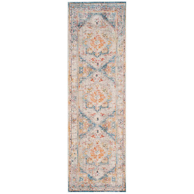 Tapis oriental en polyester fait à la main en bleu / multicolore