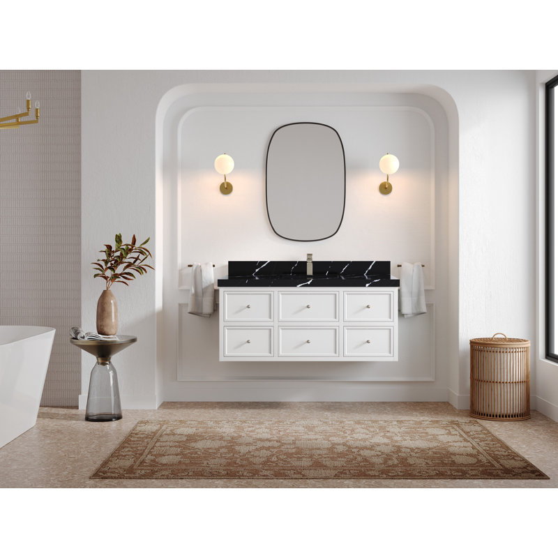 Roswell X P 22 po D Meuble-lavabo simple, Noir Calacatta 2 po