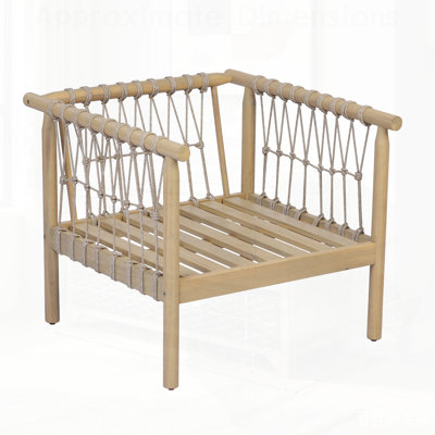 Fauteuil club en bois d'acacia, chaise longue d'extérieur surdimensionnée avec coussins crème pour la détente dans le patio et la cour arrière