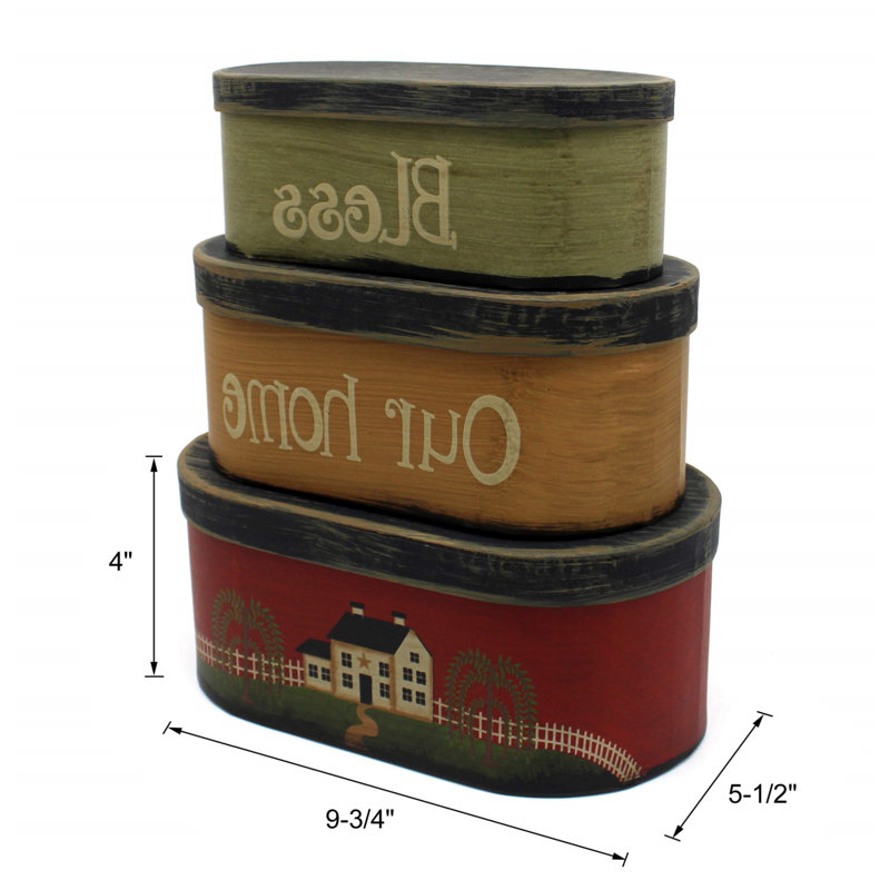 Oval Rustic Vintage Cardboard Nesting Boxes Set of 3