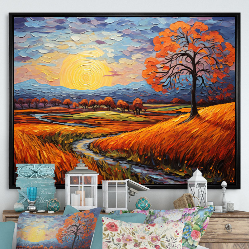 Vangogh Autumn Path II, H 12 po x l 20 po x P 1 po, Cadre flottant noir