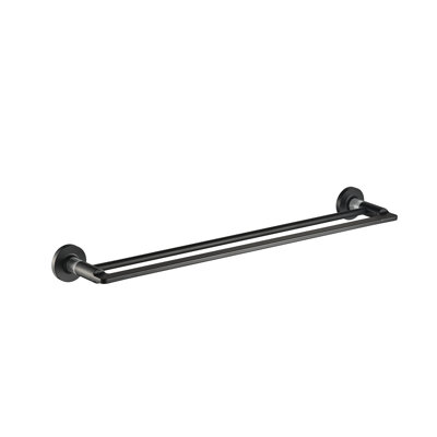 Blaze Wall-Mounted 24" Double Towel Bar - Chrome/Matte Black, Premium Brass Construction, Installation Hardware Included