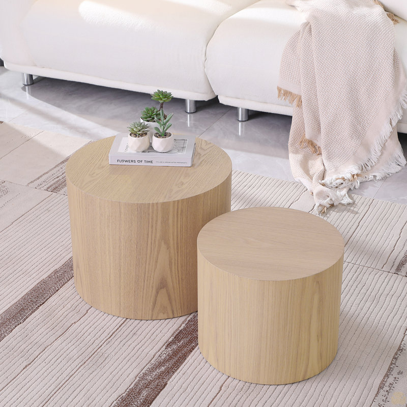 Mdf Side Table/Coffee Table/End Table/Nesting Table Set Of 2, Oak