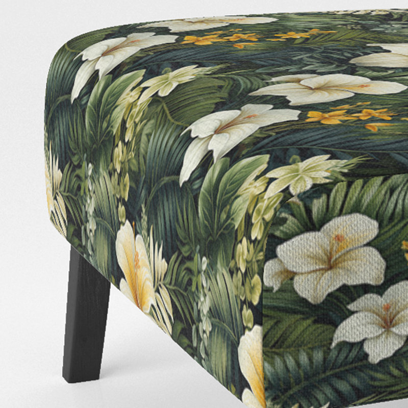 Boho Botanical Oasis Palm I - Upholstered Tropical Accent Slipper Chair