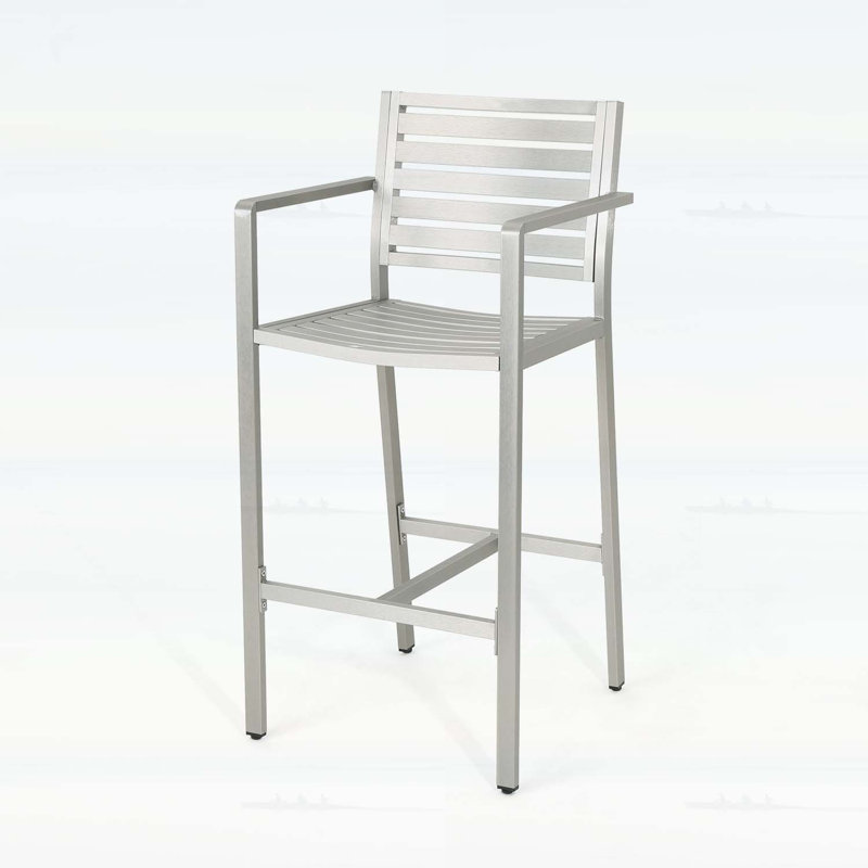 Tabourets de bar extérieurs durables de 29,50 po avec cadre en aluminium antirouille, ensemble de 2, idéal pour les terrasses et les barbecues