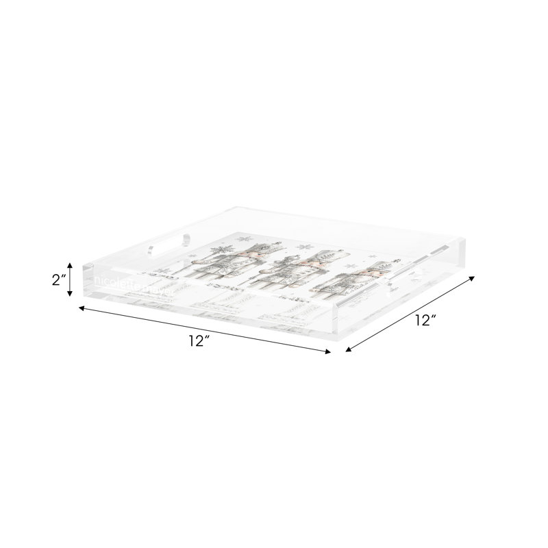Acrylic Decorative Tray, 12"W x 12"D, Silver