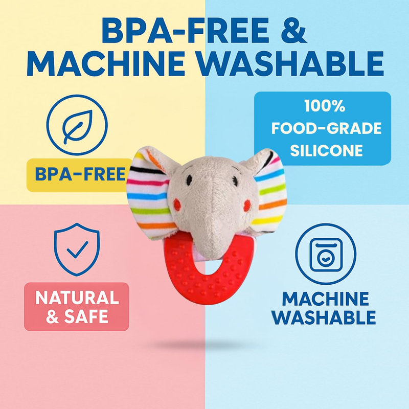 Anneau de dentition pour bébé Wristy Buddy - Éléphant