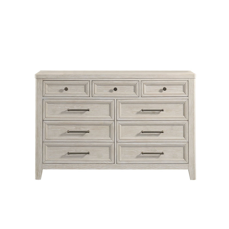 Jaemi Pine 9-Drawer Dresser, Washed Linen