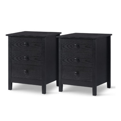 Tables de chevet 3 tiroirs pour chambre à coucher (ensemble de 2)