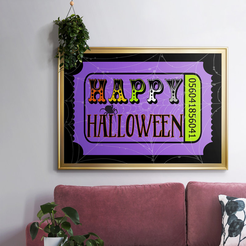 Joyeux Halloween, impression sur toile encadrée, H 30 po x l 44 po x P 1,5 po, Or