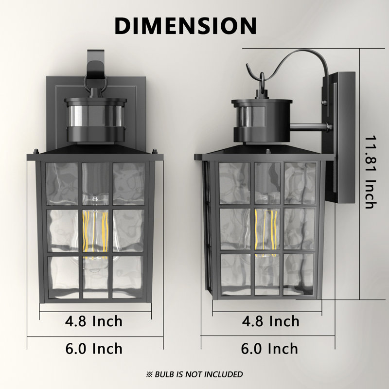 2 pack Outdoor Wall Sconce With Motion Sensor,100% Aluminum Modern Black Dusk To Dawn Porch Light For Garage, Entryway