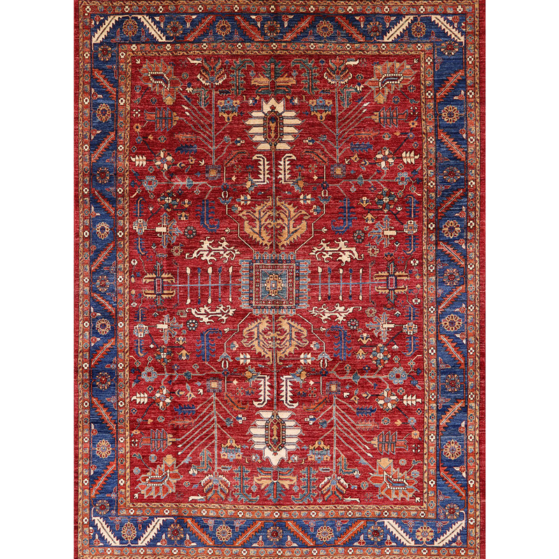 Tapis oriental rouge / bleu / crème Harmonsburg, Rond 5 pi