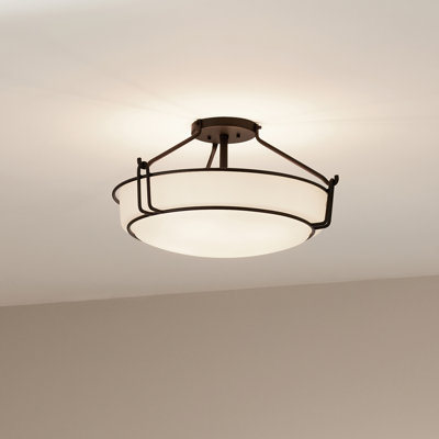 Alkire 4-Light 22-inch Black Semi-Flush Mount with Satin Etched Glass Shade