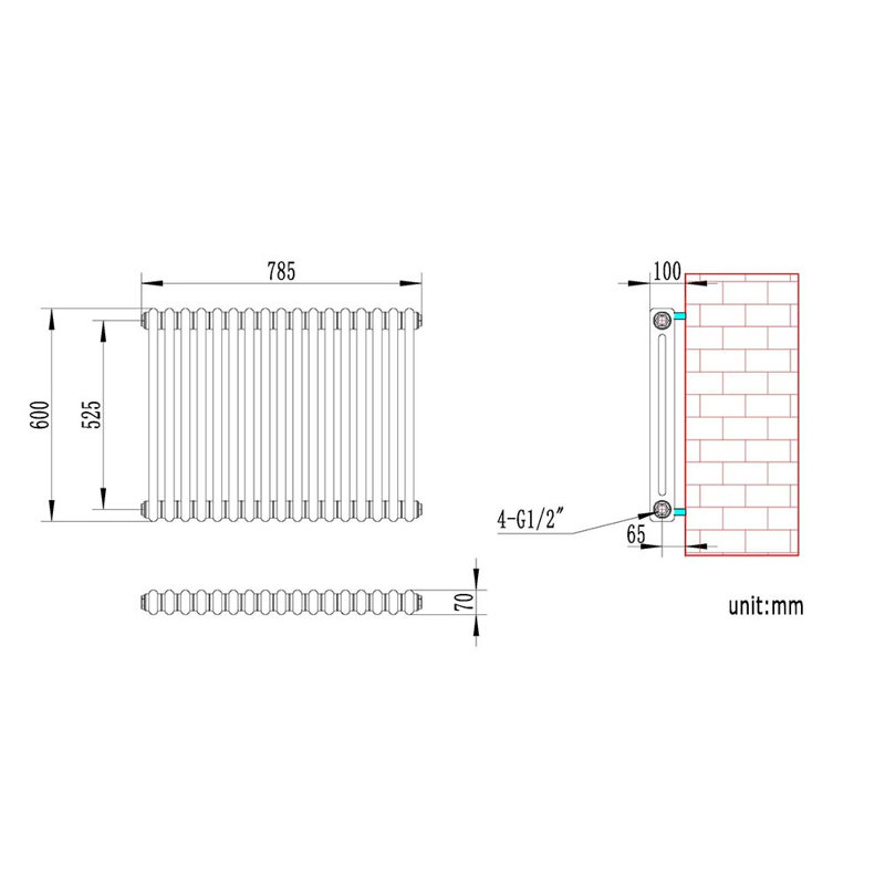 iBathUK Radiator White, 2, 600cm H x 785cm W x 70cm D