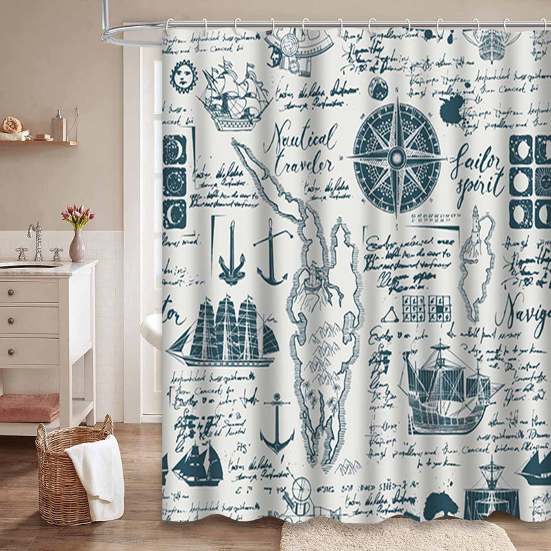 Rideau de douche imperméable avec 12 crochets VoyageStain, L 72 po x l 72 po