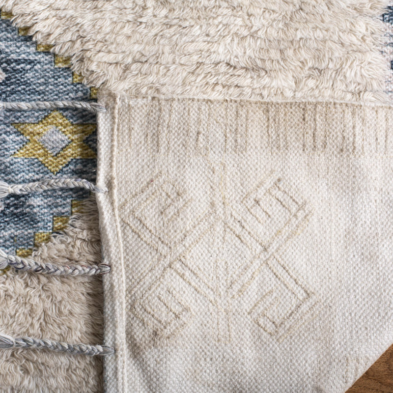 Tapis ivoire en laine tissé à la main Joppatowne Southwestern, Rectangle 3 pi x 5 pi