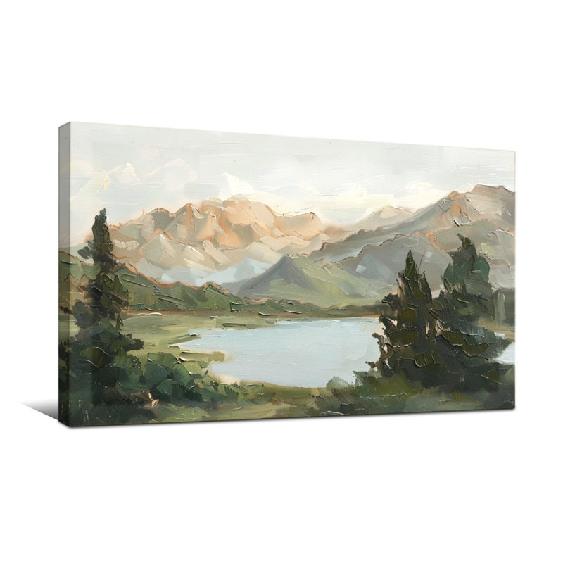 «Plants & Flowers Mountain Lake Landscape», reproduction d'art, H 20 po x l 40 po