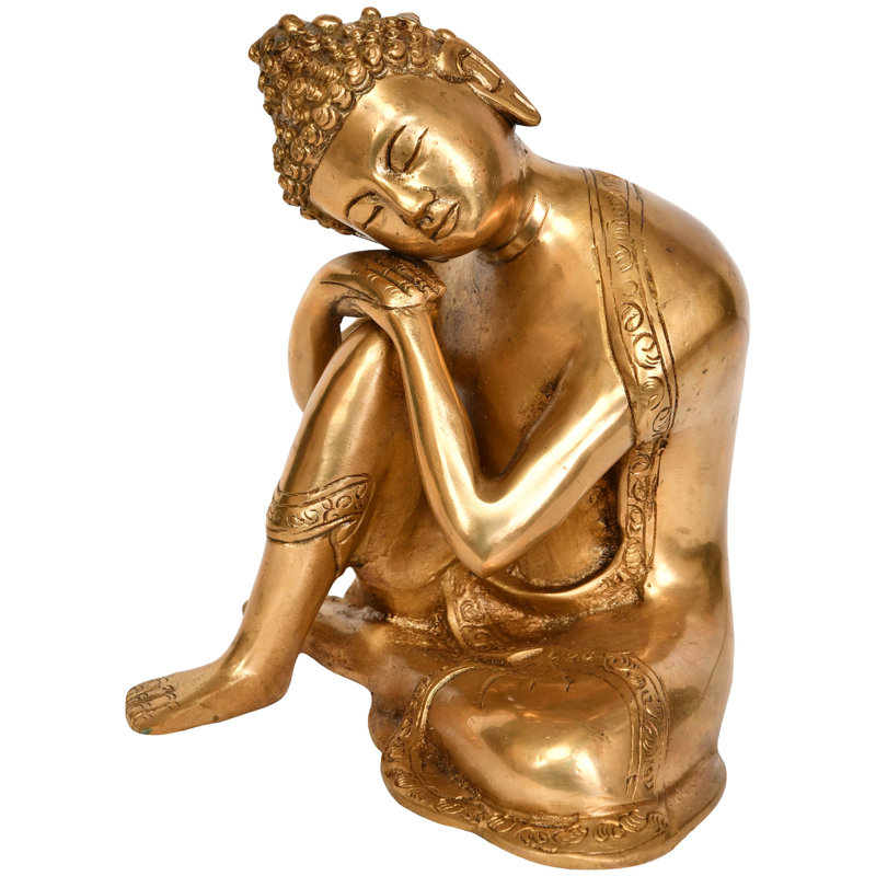 6 "Bouddha pensant, sculpture en laiton - Art bouddhiste tibétain contemplant la méditation