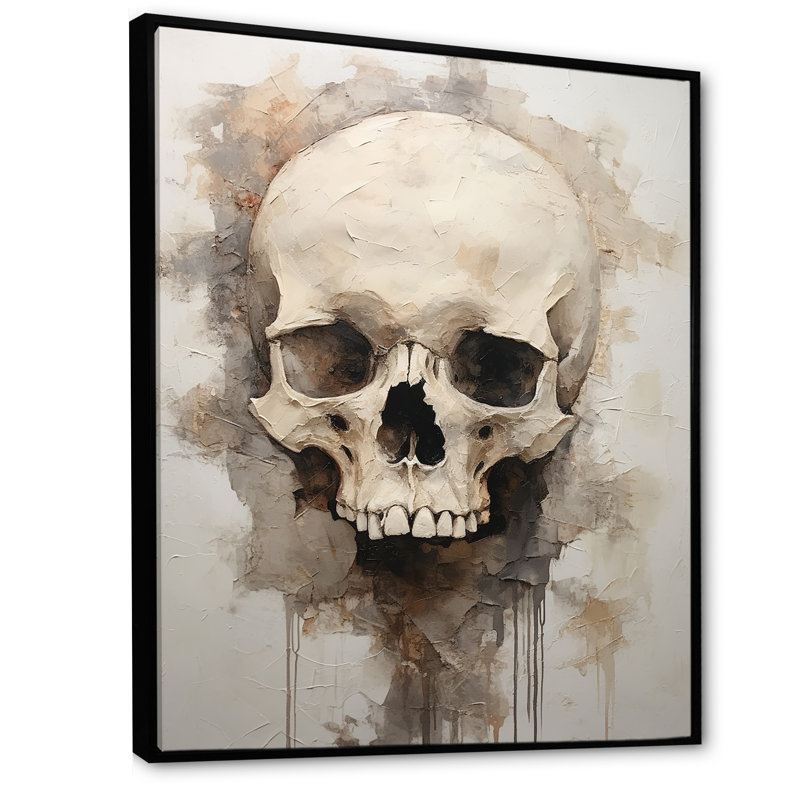 «Skeletal Elegance - Skull», art encadré, H 44 po x l 34 po x P 1,5 po, Cadre flottant noir