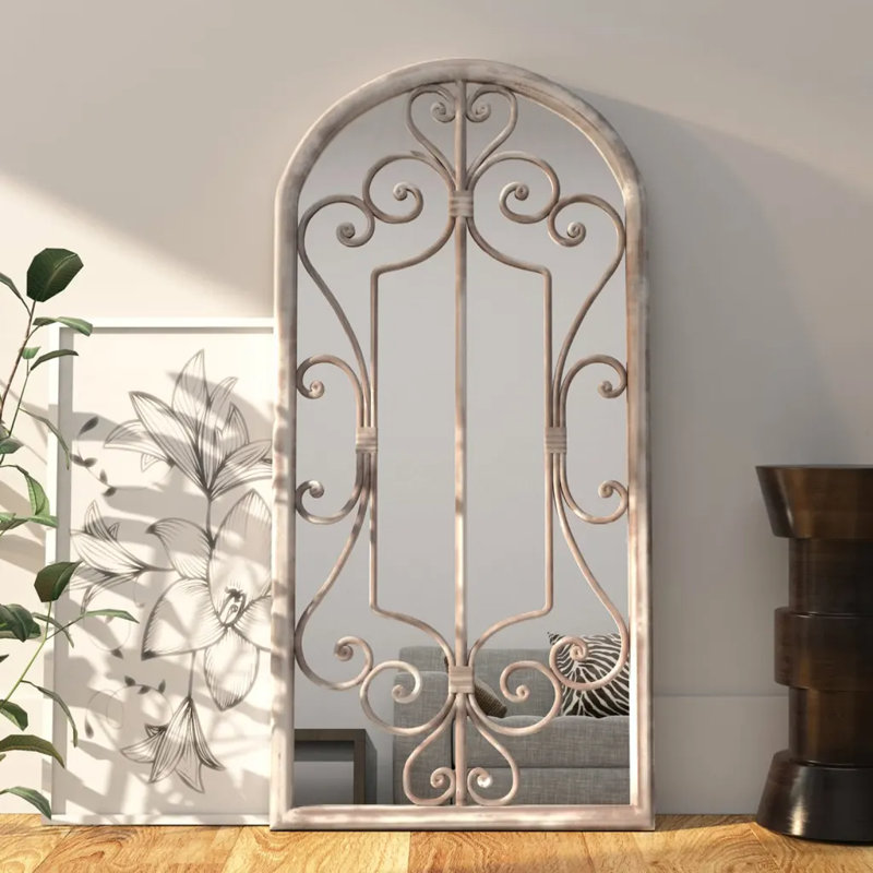 Abdul-Nafi Metal Flat Wall Mirror, 100cm H x 45cm W, Sand