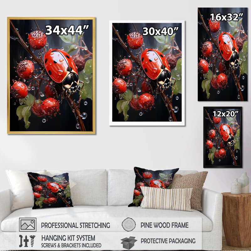 «Ethereal Lady Bug Encounter», reproduction d'art sur toile, Cadre simple blanc, H 20 po x l 12 po x P 1 po