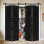 Porte de grange coulissante double en panneau de fibres à densité moyenne noyer noir 96 po x 64 po avec quincaillerie Doubel-136218096-136218105