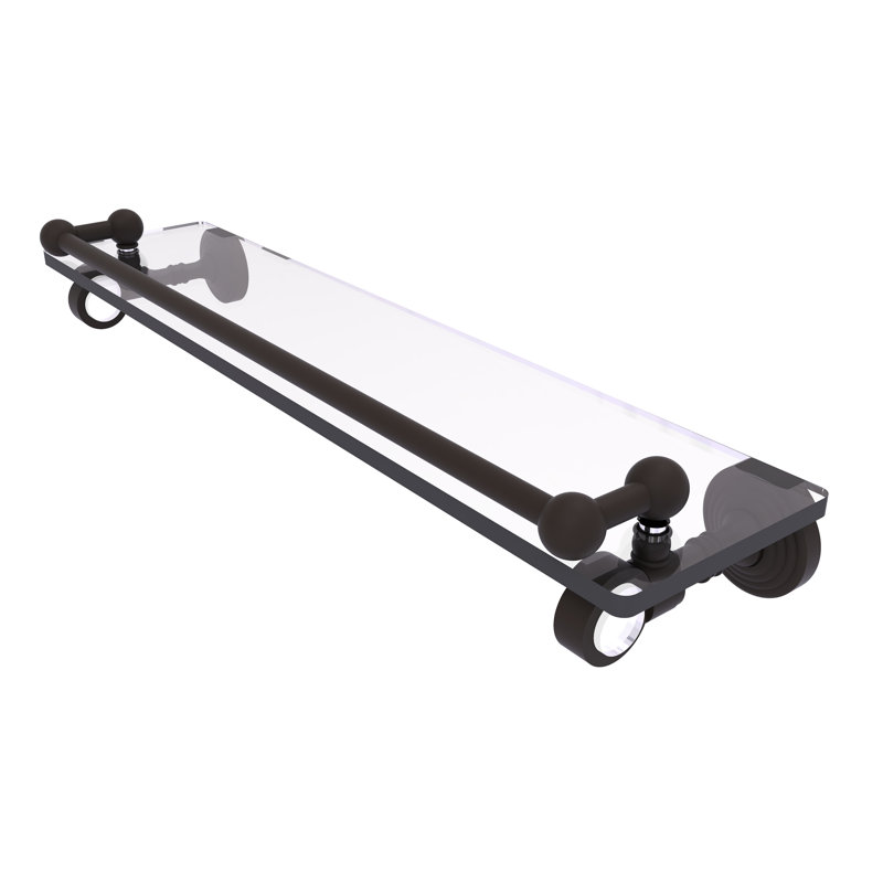 Jarrell Glass Bracket Shelf with Towel Bar, 3.5" H x 22" W x 5.5" D, Oil Rubbed Bronze
