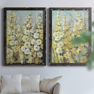 " Cluster Of Hollyhock I " 2 - Pieces