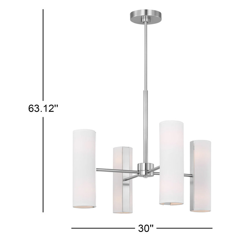 Lustre 8 lumières Capalino, Acier brossé, H 19,625 po x l 30 po x P 30 po