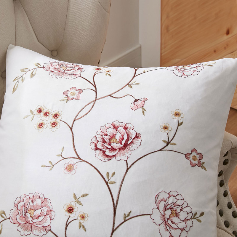 Floral Square Euro Pillow Cover, Burgundy