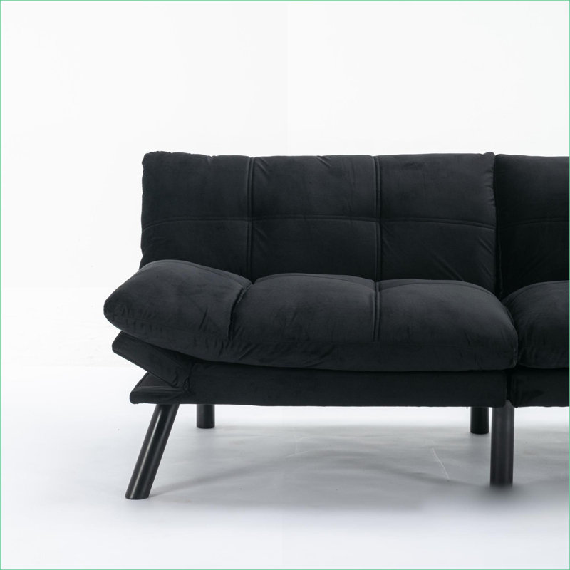 Canapés | Canapé-lit convertible 2 places moderne et ajustable pour petits appartements | Noir | Rembourré