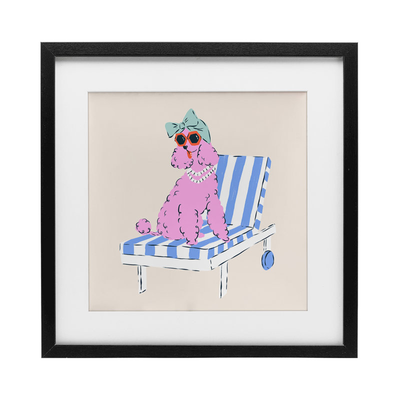 Fauteuil tendance Caniche, impression sous verre encadrée, design par Krissy Mast, H 13 po x l 13 po, Cadre noir minuit