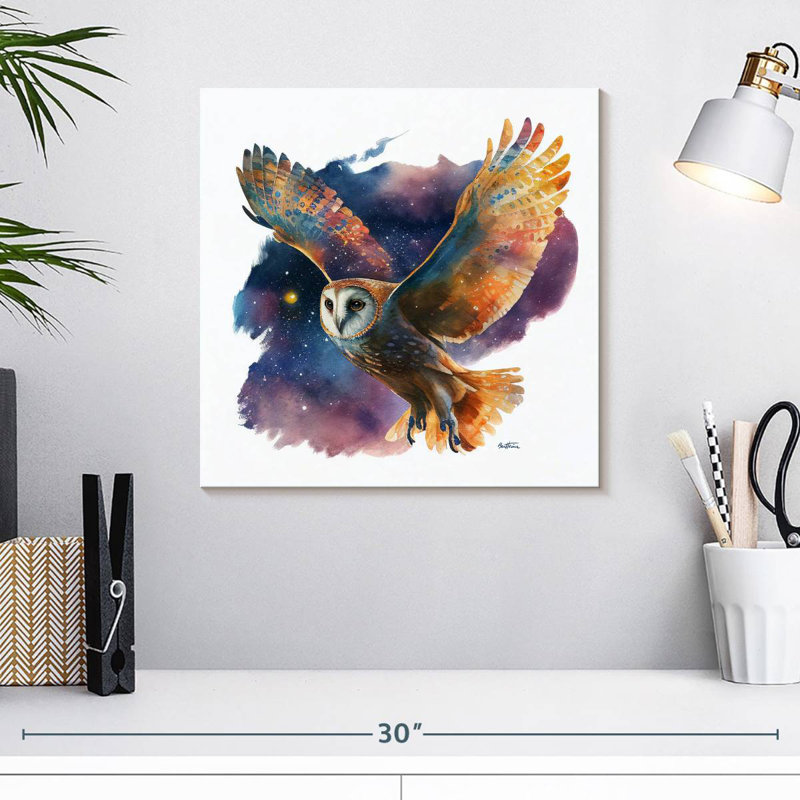 Hibou Brampt s'envolant, H 16 po x l 16 po