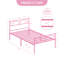 Structure de lit simple en métal, sommier plateforme avec tête et pied de lit, rangement sous le lit, support en lattes d'acier robuste, rose-1409374743