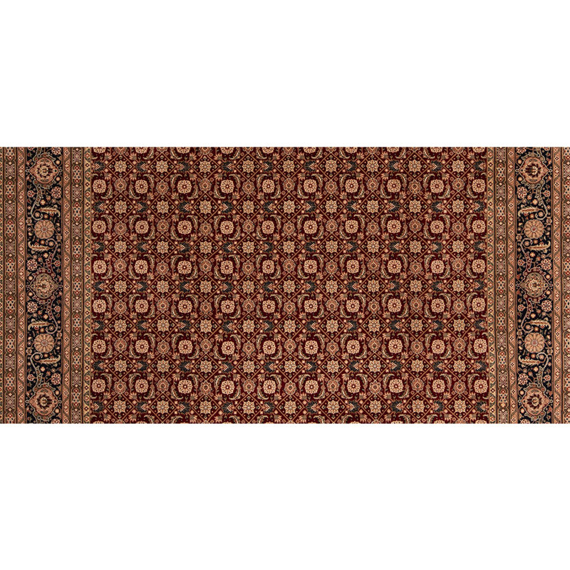Tapis brun / bleu / rouge en laine noué à la main de conception unique 8 pi 9 po x 11 pi 9 po