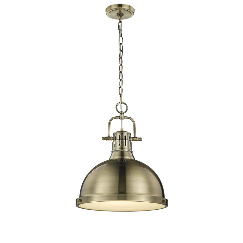 Luminaire suspendu en forme de dôme 1 lumière Alethia, Laiton vieilli, Laiton vieilli