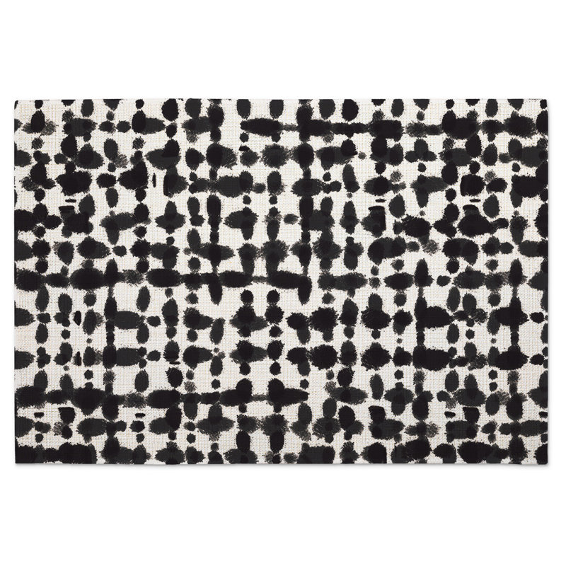 Ensemble de napperons rectangulaires en mélange de coton noir et blanc Foundry Select