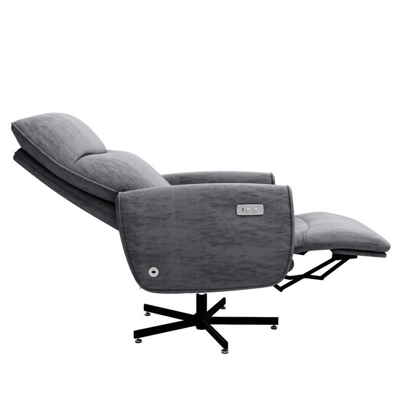 Fauteuil inclinable électrique pivotant à 360 ° en velours, inclinable électrique avec charge de type C, pour bureau à domicile et salon, gris foncé, assemblage rapide