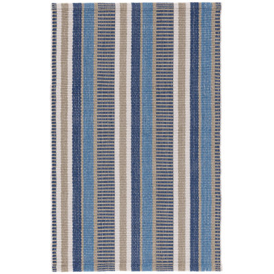 Always Greener Flatweave Striped Area Rug in Blue/Gray