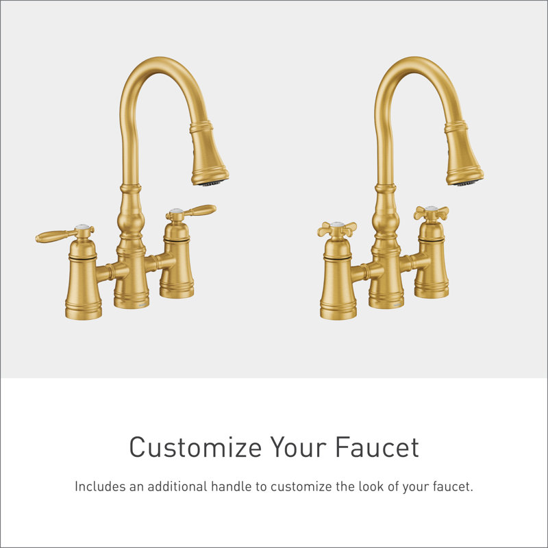 Weymouth Pull Down Touch Double Handle Kitchen Faucet, Brushed Gold