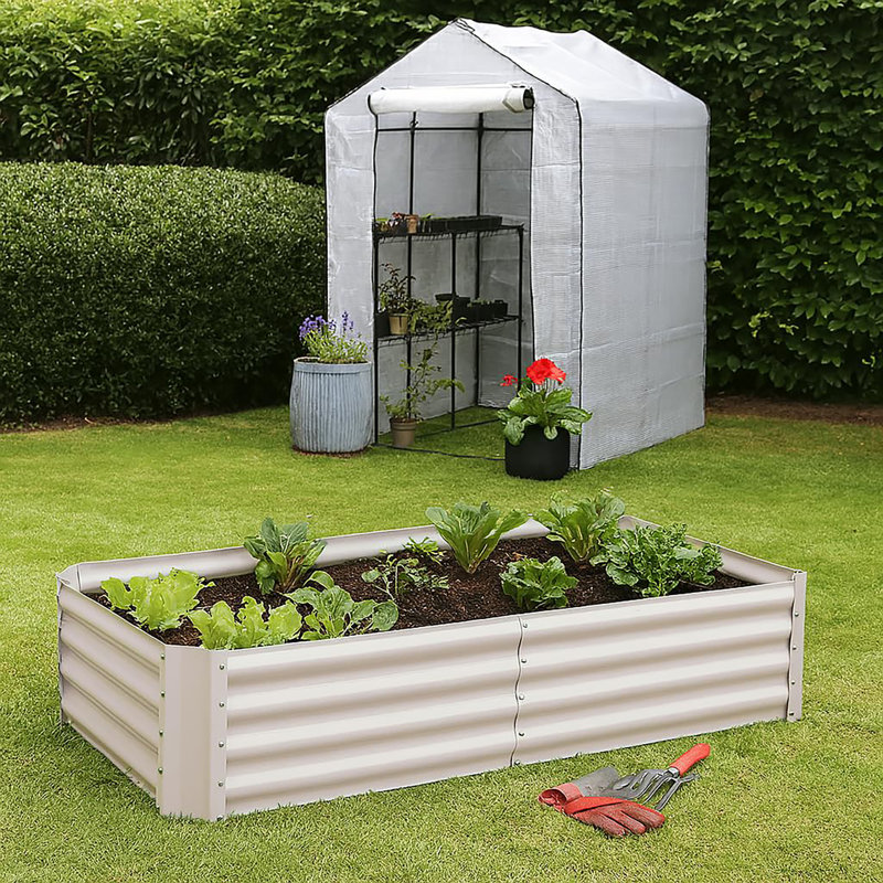 Raised Garden Bed, Off White, 30cm H x 180cm W x 90cm D